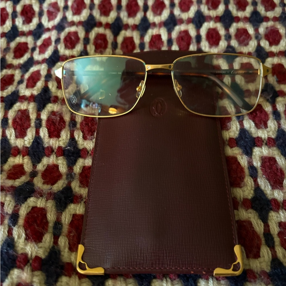 CARTIER CT0040O 003 55mm Gold Santos Square Eyeglasses